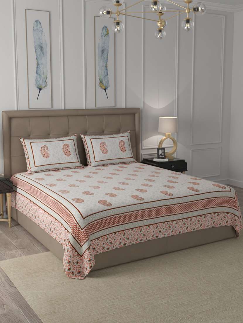 cotton paisley printed king size bedsheet