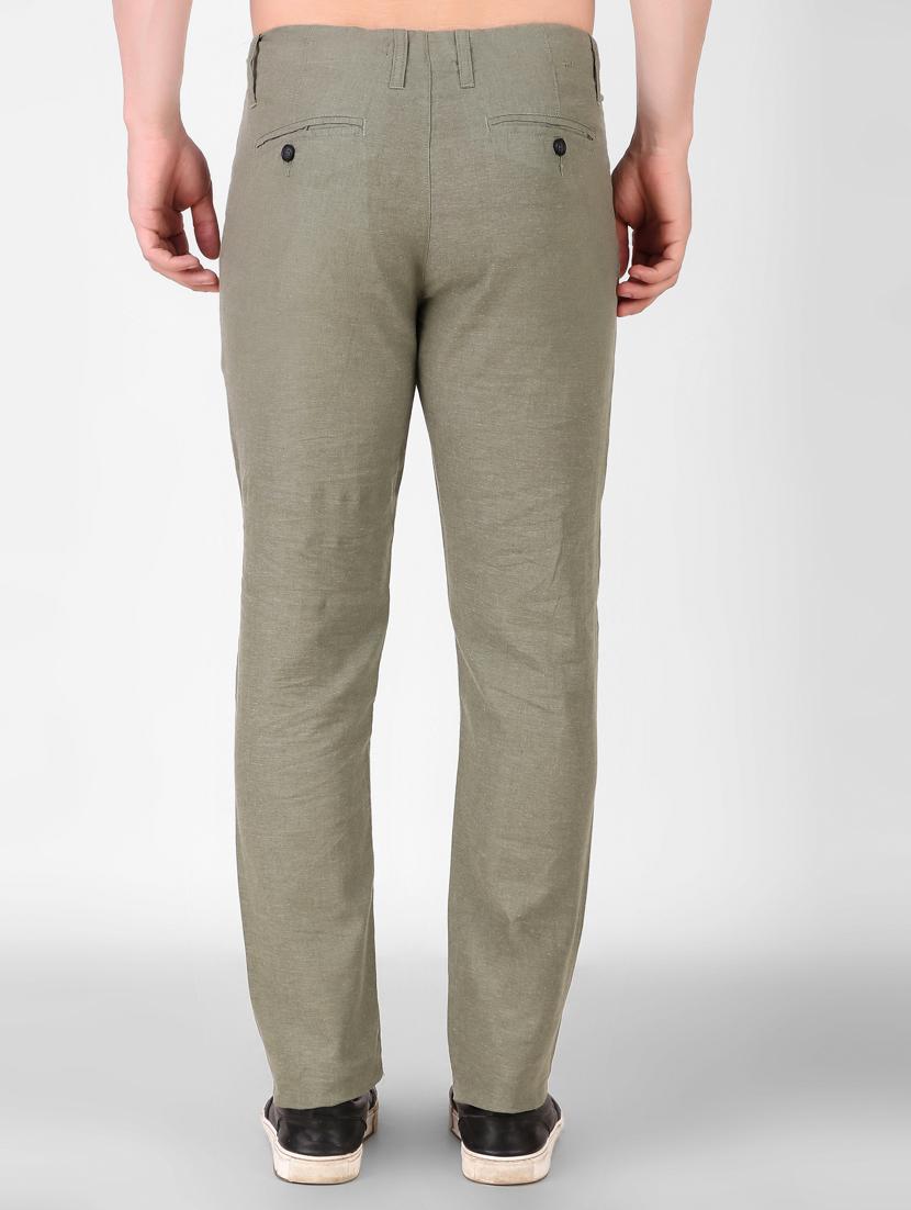 green solid flat front full length trouser - 19747520 - Standard Image - 2