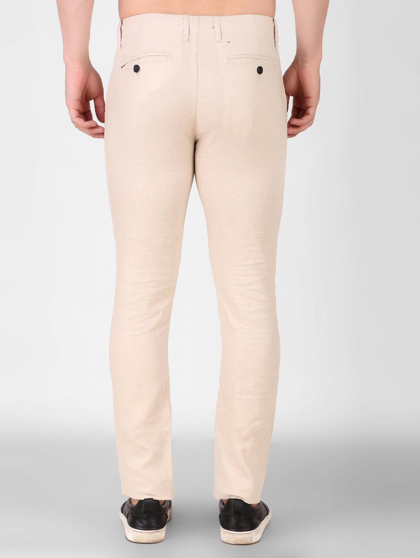 beige solid flat front full length trouser - 19747521 - Standard Image - 2