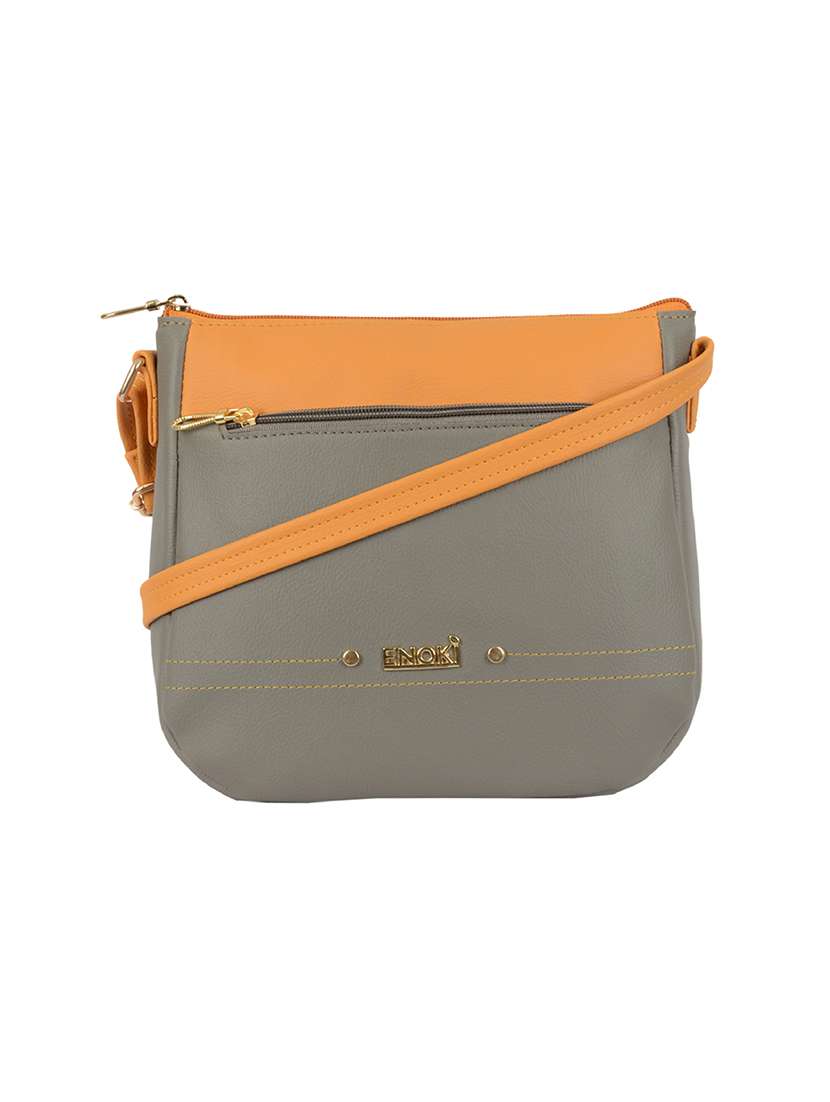 grey structured sling bag