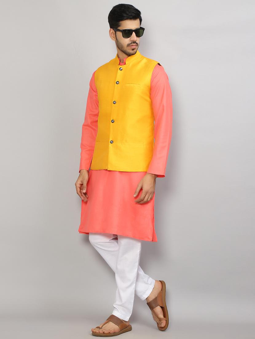 kurta pyjama with jacket ethnic wear set - 19750197 - Standard Image - 2