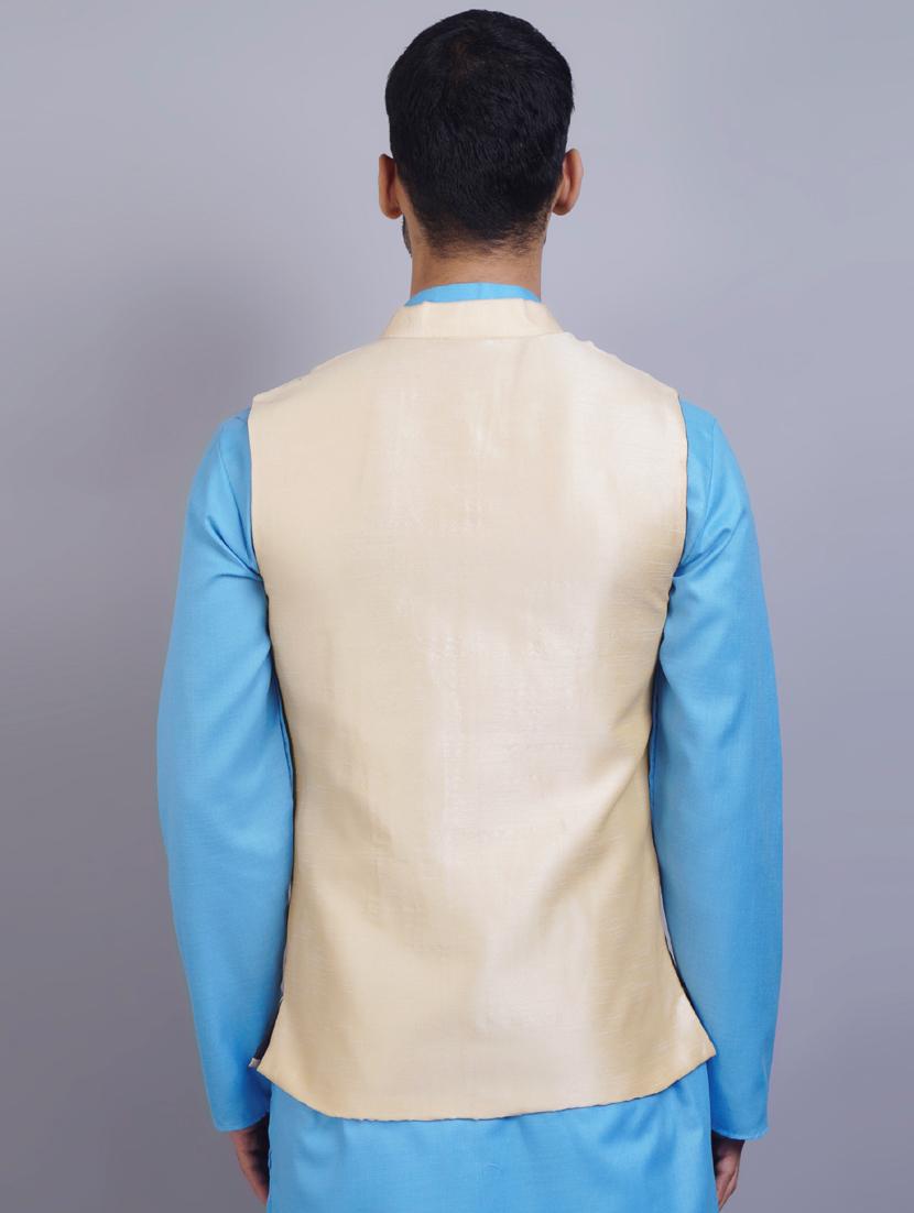 mandarin collar solid nehru jacket - 19750262 - Standard Image - 2
