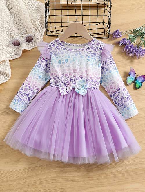 girls round neck long sleeves frock - 19750363 - Standard Image - 0