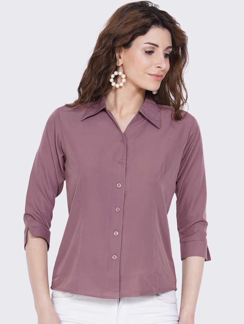 solids crepe regular shirt - 19751464 - Zoom Image - 0