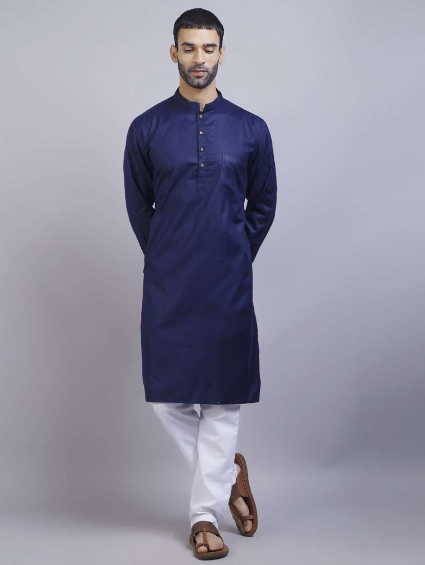 navy blue kurta pyjama ethnic wear set - 19753455 - Standard Image - 2
