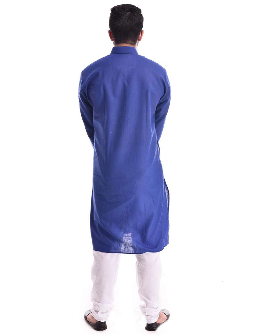 mandarin neck solid kurta pyjama set - 19754265 - Standard Image - 2