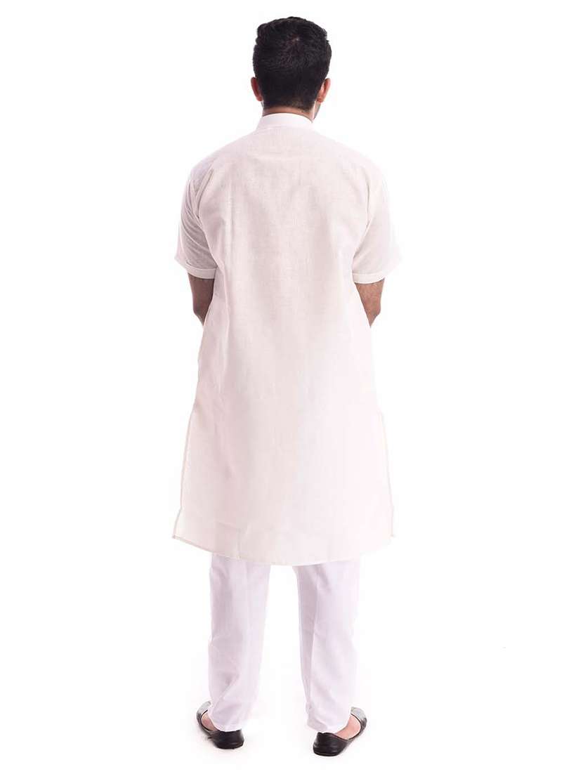 mandarin neck solid kurta pyjama set - 19754268 - Standard Image - 2