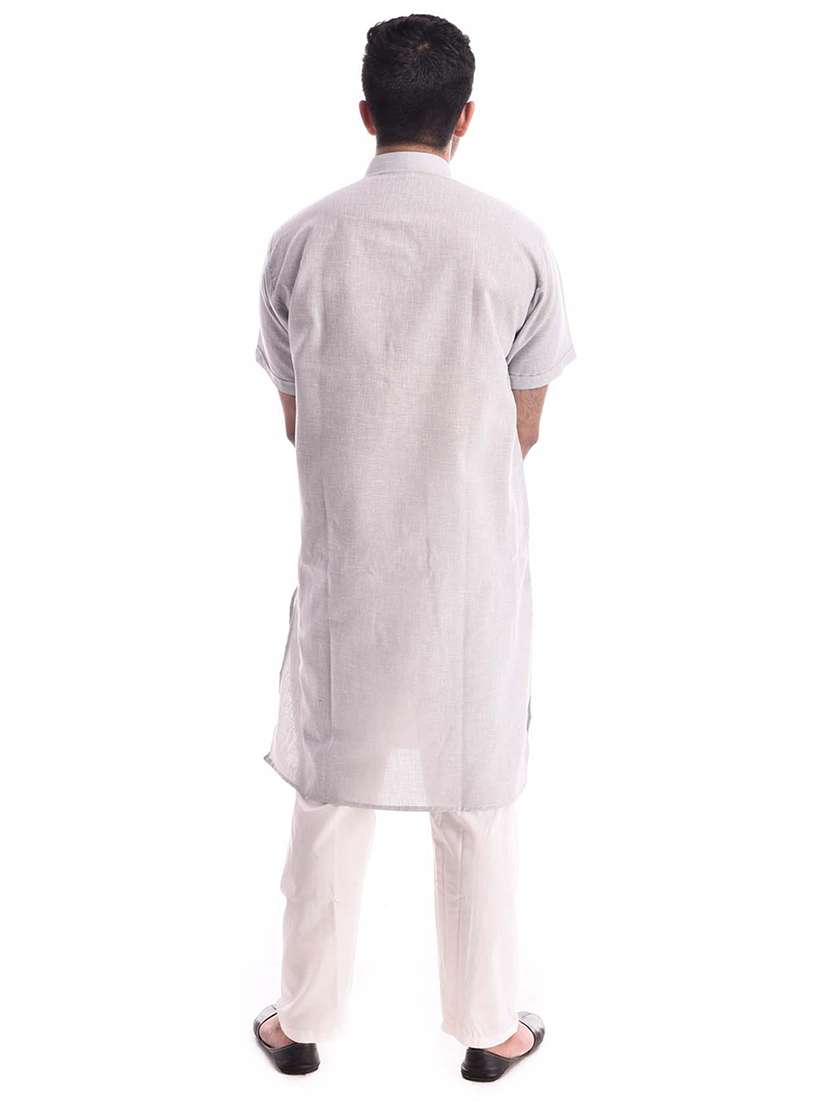 mandarin neck solid kurta pyjama set - 19754271 - Standard Image - 2