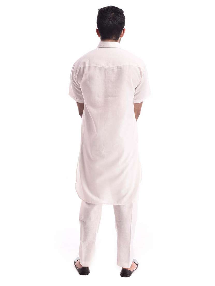 mandarin neck solid kurta pyjama set - 19754273 - Standard Image - 2