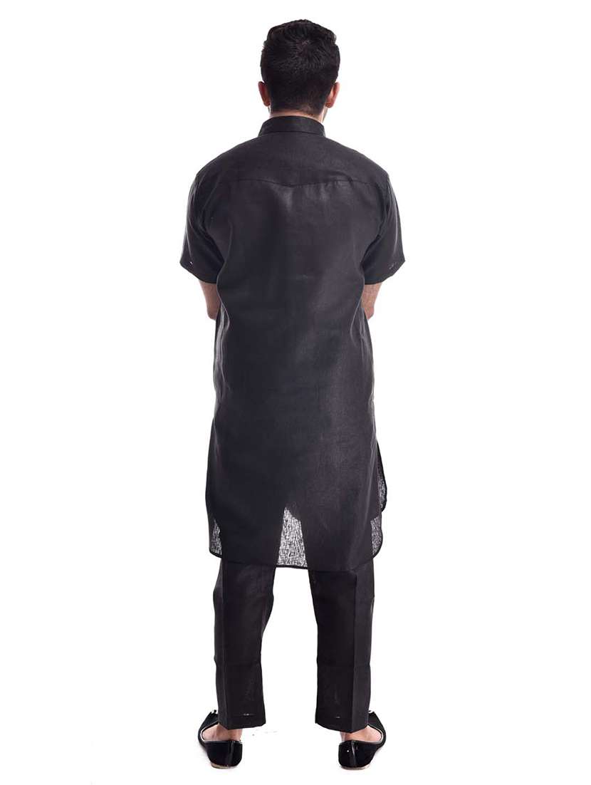 mandarin neck solid kurta pyjama set - 19754275 - Standard Image - 2
