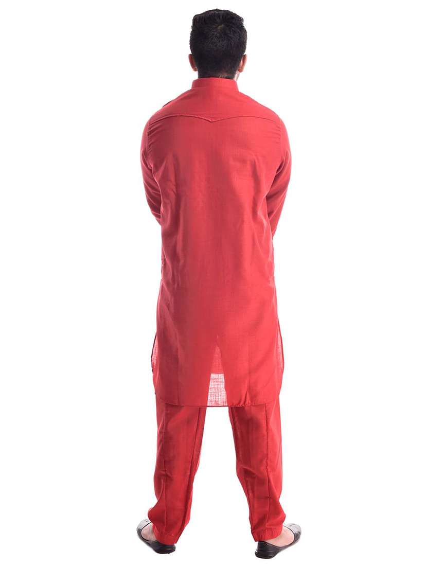 mandarin neck solid kurta pyjama set - 19754283 - Standard Image - 2