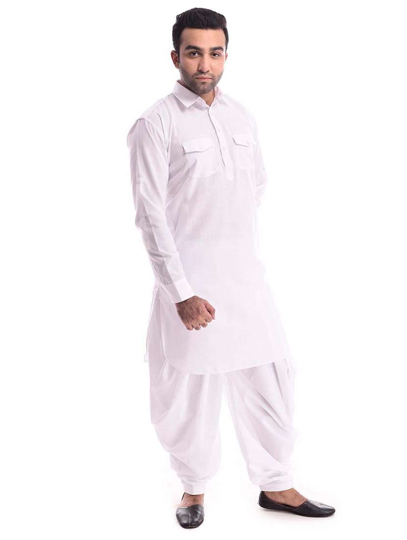 mandarin neck solid kurta pyjama set - 19754285 - Standard Image - 2