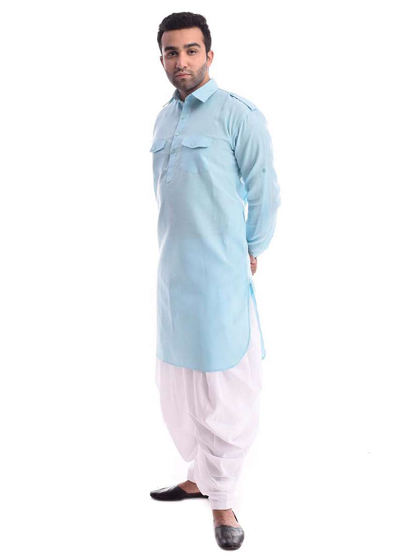 mandarin neck solid kurta pyjama set - 19754288 - Standard Image - 2