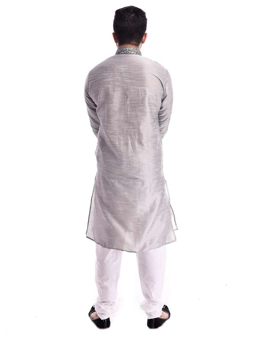 mandarin neck solid kurta pyjama set - 19754293 - Standard Image - 2