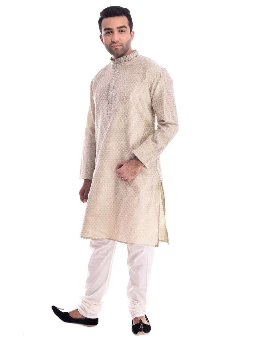 mandarin neck solid kurta pyjama set - 19754295 - Standard Image - 2