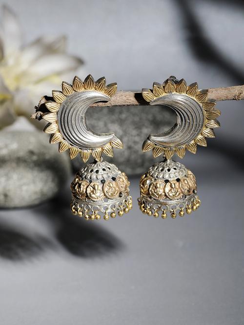 silver brass jhumka earring - 19754784 - Standard Image - 0