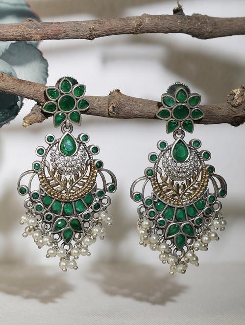 green brass drop earring - 19754789 - Standard Image - 0
