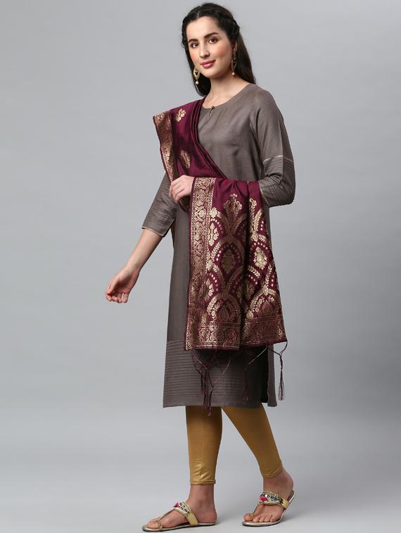 purple silk blend dupatta - 19754892 - Standard Image - 2