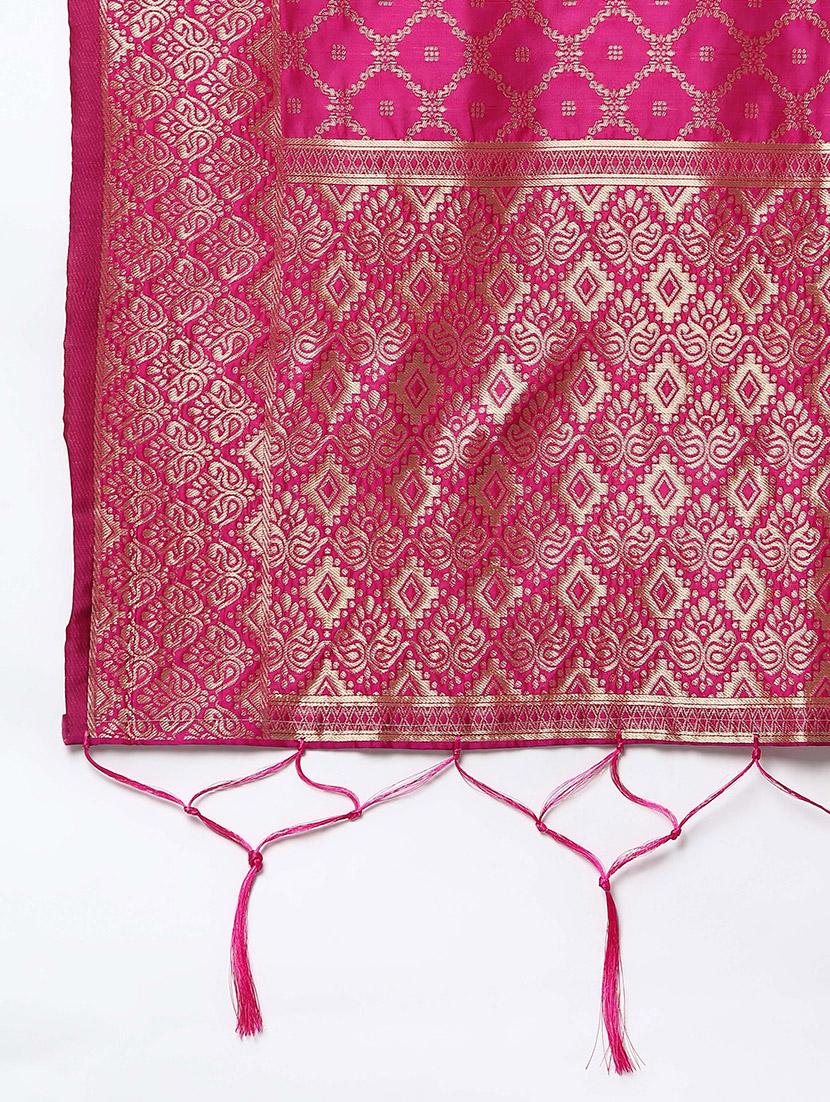 fuchsia silk blend dupatta - 19754896 - Standard Image - 2
