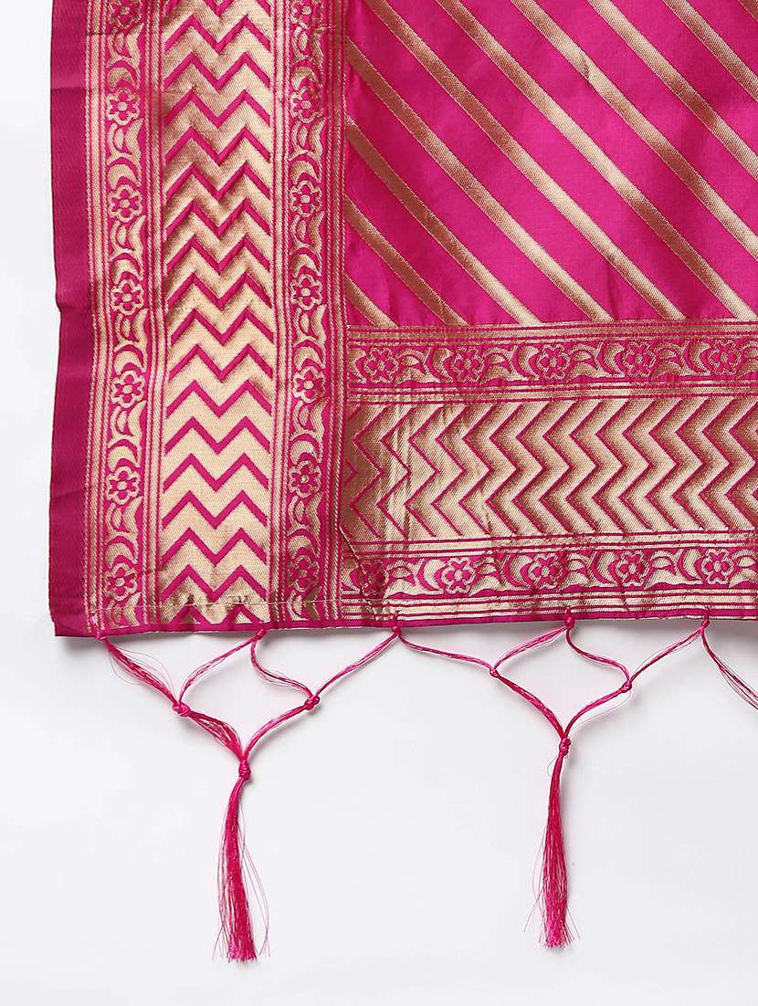 fuchsia silk blend dupatta - 19754900 -  Standard Image - 2