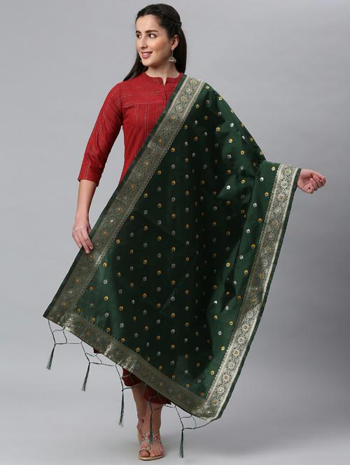 green silk blend dupatta - 19754912 - Standard Image - 0
