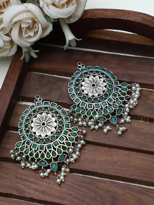 green brass drop earring - 19754961 - Standard Image - 0