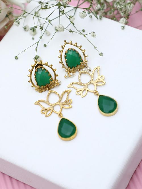 green brass drop earring - 19754966 -  Standard Image - 0