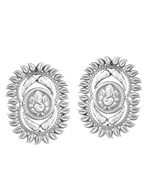 silver ganesh studs earring - 19754978 - Standard Image - 0