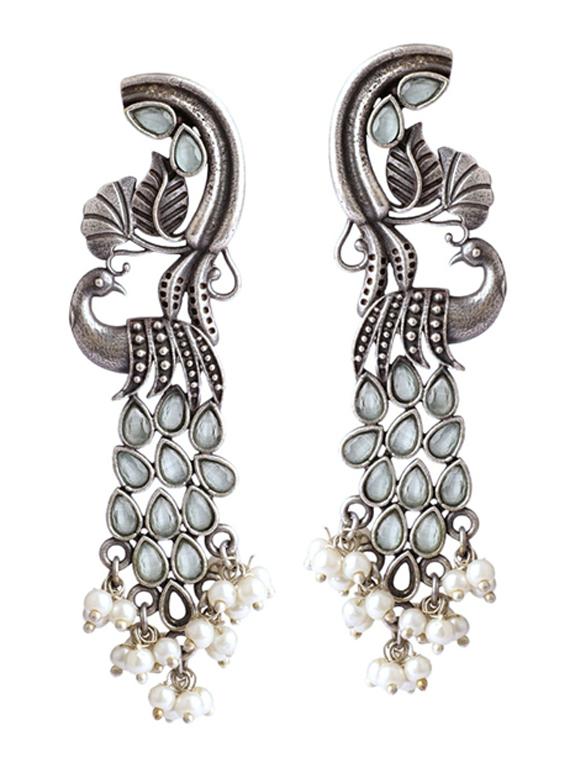 silver brass chandelier earring - 19754990 - Zoom Image - 0