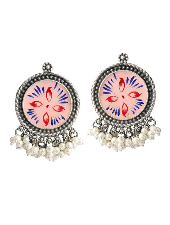 sliver brass oxidised studs earring - 19754992 -  Zoom Image - 0