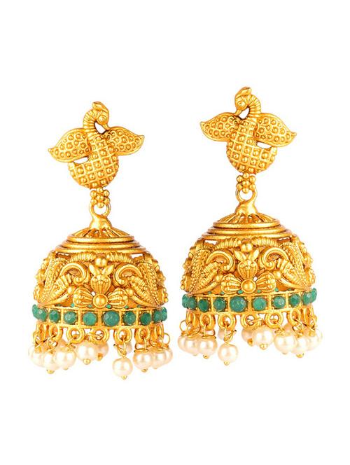 gold tone brass jhumka earring - 19754996 -  Standard Image - 0