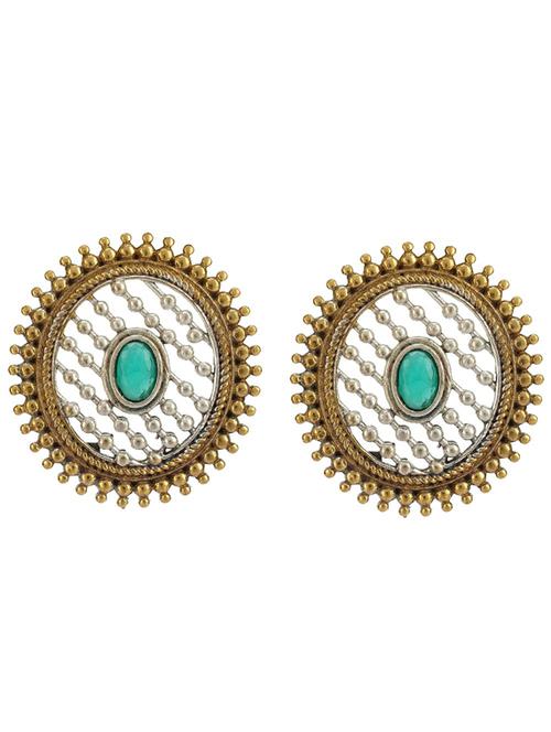 dual tone brass drop earring - 19755003 - Standard Image - 0