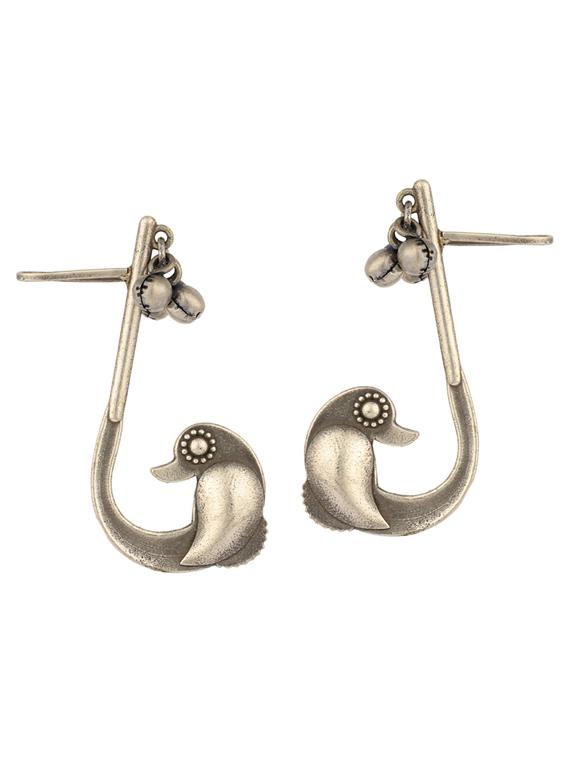 sliver brass oxidised drop earring - 19755013 -  Zoom Image - 0