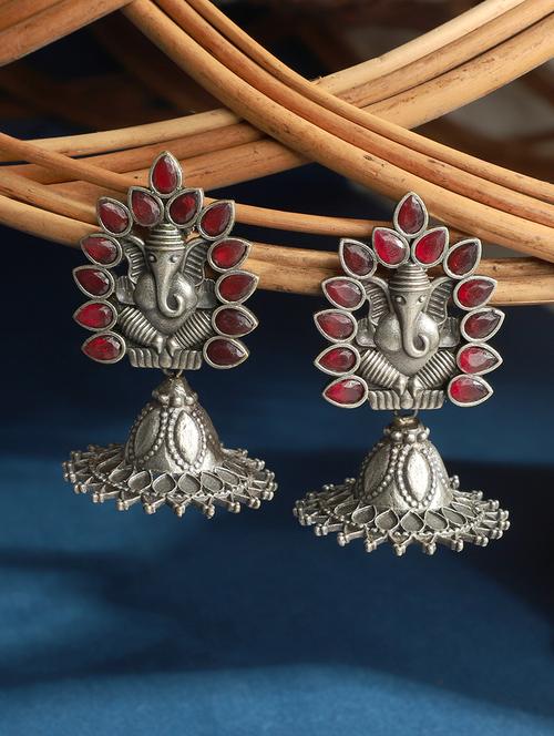 red brass jhumka - 19755018 -  Standard Image - 0