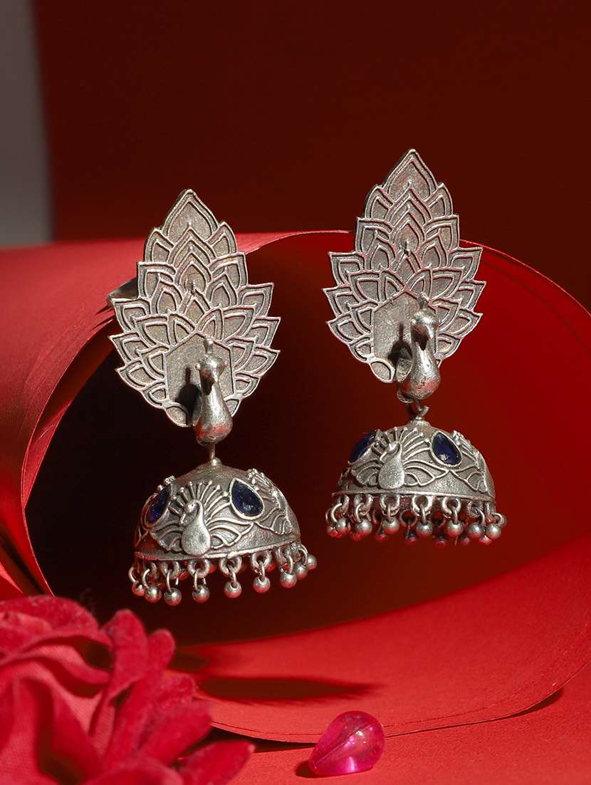 silver brass jhumka earrings - 19755030 - Zoom Image - 0
