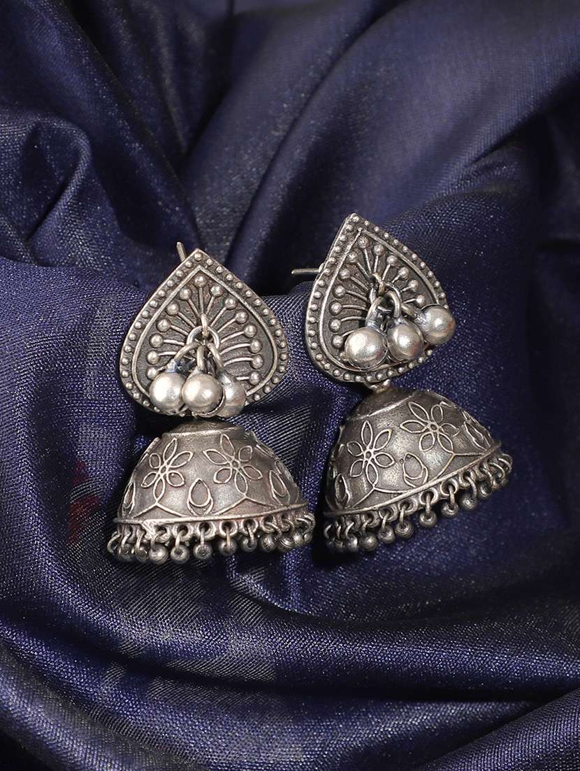 silver brass jhumka earrings