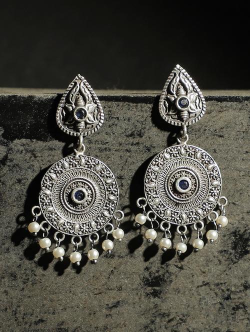 silver brass pearl jhumka earrings - 19755039 -  Standard Image - 0
