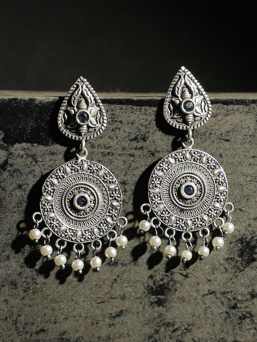 silver brass pearl jhumka earrings - 19755039 -  Zoom Image - 0