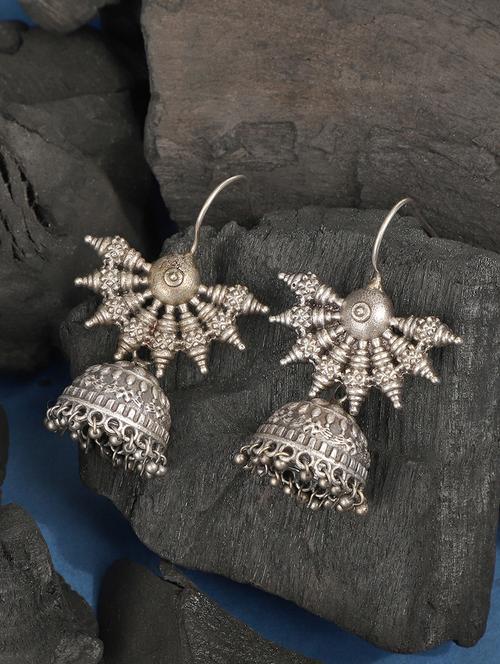 silver brass jhumka earrings - 19755042 -  Standard Image - 0