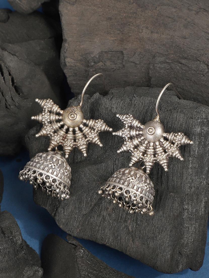 silver brass jhumka earrings - 19755042 -  Zoom Image - 0