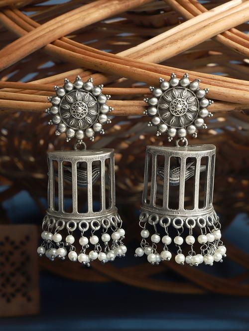silver brass chandelier earring - 19755043 - Standard Image - 0