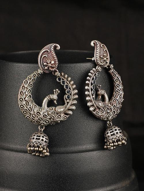 silver brass chandbali earrings - 19755045 -  Standard Image - 0
