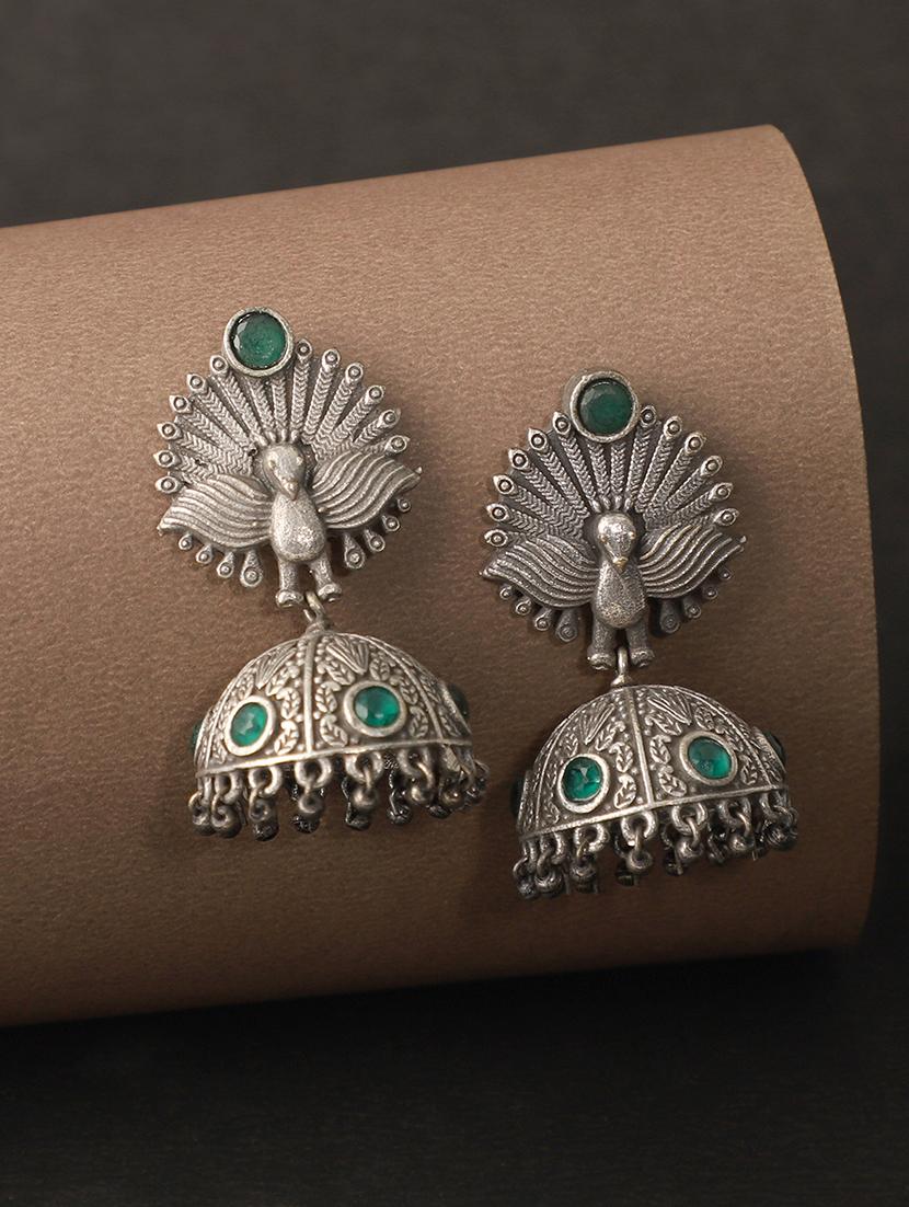 green brass jhumka earring - 19755047 - Zoom Image - 0