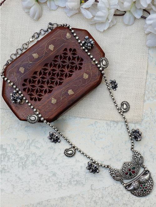 silver brass long necklace - 19755178 - Standard Image - 0