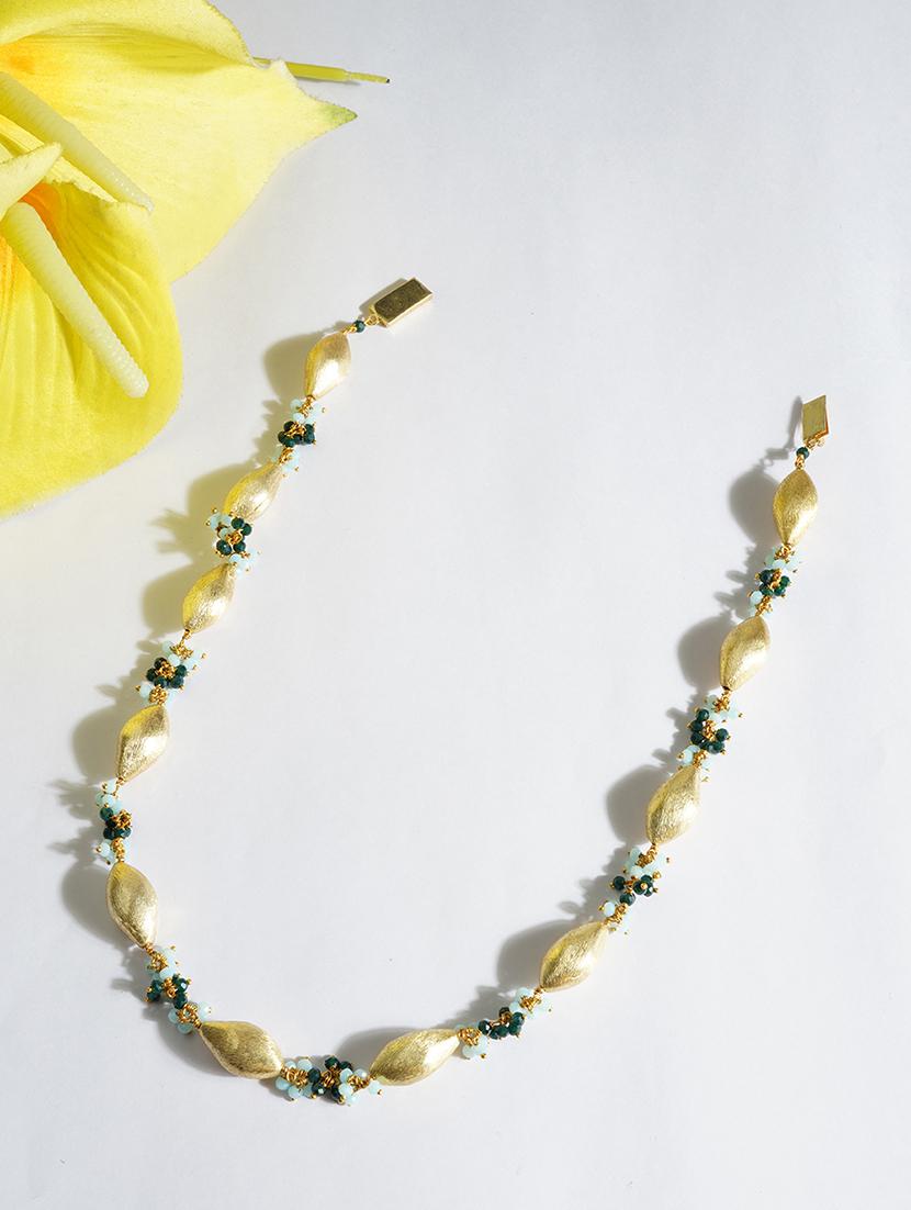 gold brass beads long necklace - 19755193 -  Zoom Image - 0