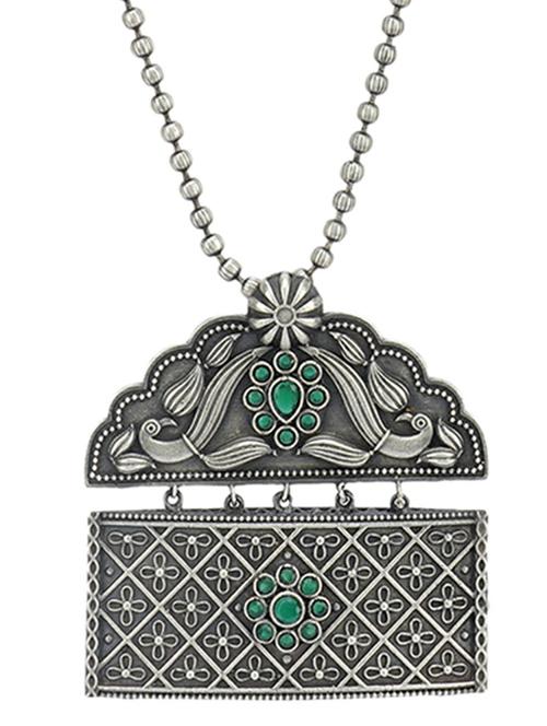 sliver brass oxidised long necklace - 19755195 -  Standard Image - 0