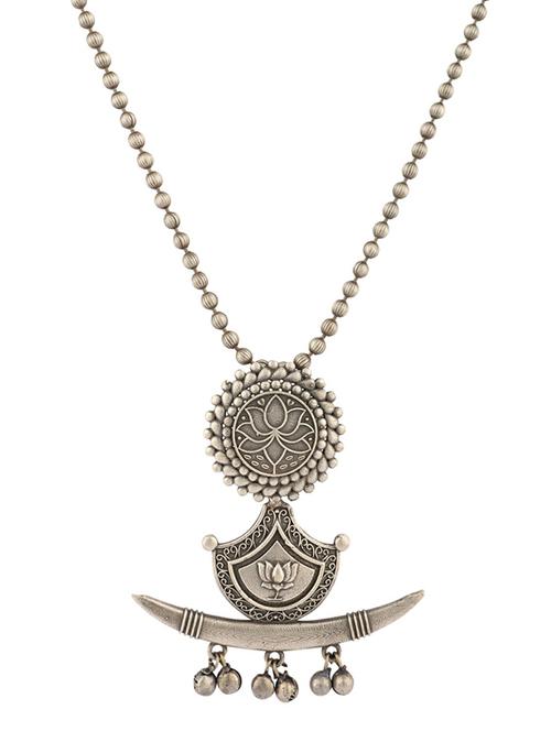 sliver brass oxidised long necklace - 19755198 - Standard Image - 0