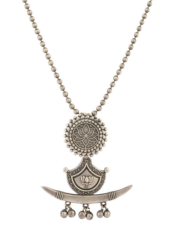 sliver brass oxidised long necklace - 19755198 - Zoom Image - 0