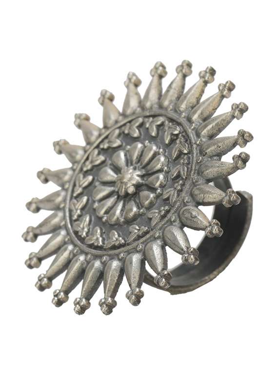 sliver brass oxidised finger ring