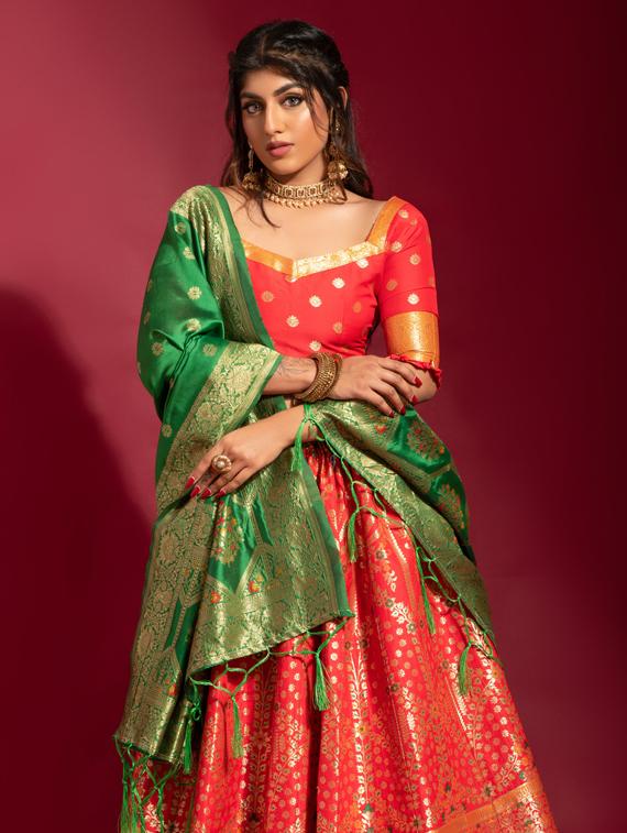 self designed woven flared lehenga - 19755288 - Standard Image - 2